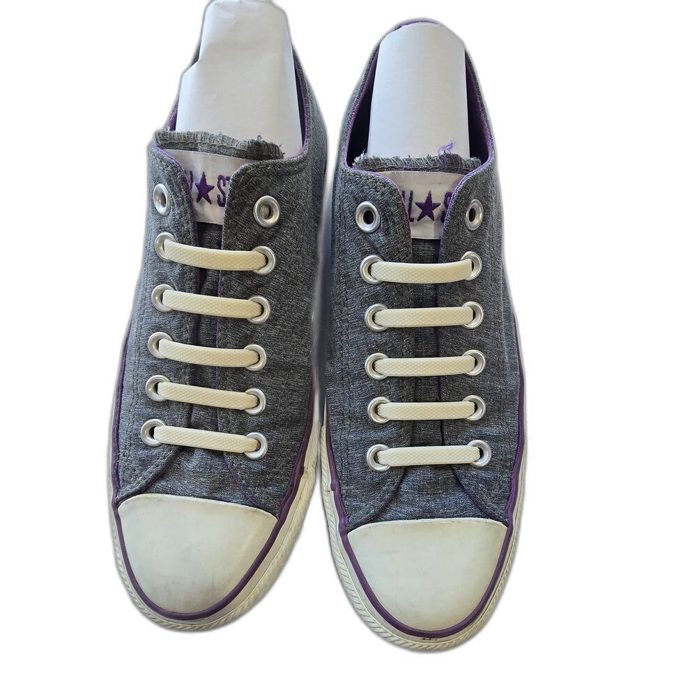 Converse Unisex All Stars Gray & Purple Sneakers | Women's 8 Men's 6